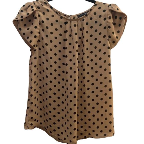 Papermoon Polka Dots Keyhole Back Petal Sleeves Top - Picture 1 of 6